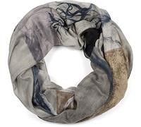 styleBREAKER Sciarpa ad anello donna stampa cervo geometrica,Grigio-Blu