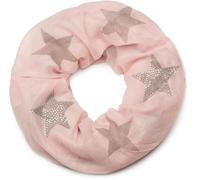 styleBREAKER Sciarpa ad anello donna stelle strass 90x68cm,Rosa-Talpa