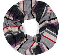 styleBREAKER Sciarpa ad anello in maglia fine a righe colorate,Lime-grigio-