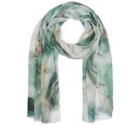 styleBREAKER Sciarpa da donna con elegante motivo a marmo e frange corte, sciarpa leggera in colori pastello, stola 01016219, colore:Verde