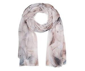 styleBREAKER Sciarpa da donna con elegante motivo a marmo e frange corte, sciarpa leggera in colori pastello, stola 01016219, colore:Marrone chiaro