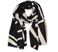 styleBREAKER Sciarpa da donna con motivo a linee grafiche | Sciarpa invernale XXL morbida | Telo grande con design a linee geometriche, stola, accessorio autunno inverno, colore:Nero-Bianco