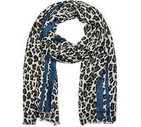 styleBREAKER Sciarpa da donna con motivo Leo e strisce colorate | Materiale morbido con frange | Stola Animal Print taglia unica, colore:Oliva-blu