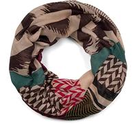 styleBREAKER Sciarpa da donna con motivo Paisley Zig-Zag Mix, sciarpa a tubo multicolore chiaro, scialle 01017145, colore:Vino-rosso-benzina