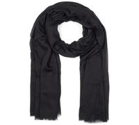 styleBREAKER sciarpa da donna leggera e trasparente con frange corte | foulard tinta unita per la primavera e l'estate | grande scialle morbido 188 x 100 cm, colore:Nero