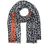 styleBREAKER Sciarpa donna viscosa stampa animalier leopardata,Blu-arancio