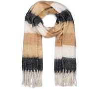 styleBREAKER Sciarpa in maglia da donna a righe larghe | Sciarpa 37x188 cm, frange 12 cm. Tessuto caldo e morbido per linverno. Drappeggiabile come stola voluminosa.