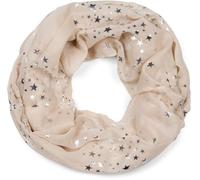 styleBREAKER Sciarpa Loop da donna con motivo a stelle metalliche luccicanti, sciarpa tubolare leggera in tinta unita, foulard 01016118, colore:Beige