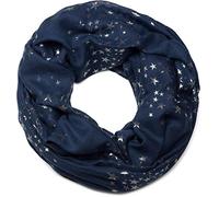 styleBREAKER Sciarpa Loop da donna con motivo a stelle metalliche luccicanti, sciarpa tubolare leggera in tinta unita, foulard 01016118, colore:Blu scuro