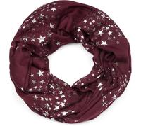 styleBREAKER Sciarpa Loop da donna con motivo a stelle metalliche luccicanti, sciarpa tubolare leggera in tinta unita, foulard 01016118, colore:Vino rosso
