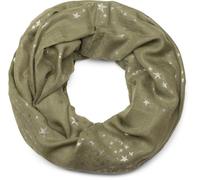 styleBREAKER Sciarpa Loop da donna con motivo a stelle metalliche luccicanti, sciarpa tubolare leggera in tinta unita, foulard 01016118, colore:Oliva