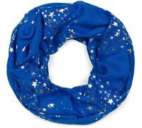 styleBREAKER Sciarpa Loop da donna con motivo a stelle metalliche luccicanti, sciarpa tubolare leggera in tinta unita, foulard 01016118, colore:Blu reale