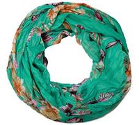 styleBREAKER Sciarpa loop da donna con stampa colorata di farfalle e fiori, sciarpa crash e crinkle, foulard 01016013, colore:Verde-menta