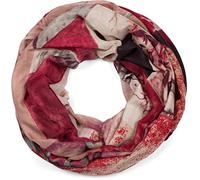 styleBREAKER Sciarpa Loop da donna con stampa di cervo e suddivisione geometrica, sciarpa tubolare multicolore, foulard 01017131, colore:Rosa Antico- Bordò
