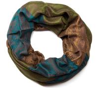 styleBREAKER Sciarpa Loop donna,motivo paisley ibisco, Verde-Petrolio-Marro