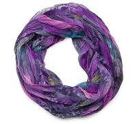 styleBREAKER Sciarpa Loop donna,motivo piume batik, viscosa, Viola
