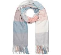 styleBREAKER Sciarpa oversize a quadri con frange invernale,Blu-grigio-rosa