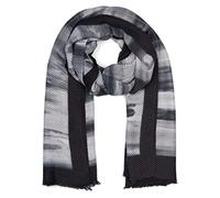 styleBREAKER Sciarpa plissettata donna motivo a pennellate,Nero-Grigio