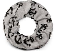 styleBREAKER sciarpa scaldacollo a motivo marinaresco con stampa ancora e vela, sciarpa ad anello, foulard, unisex 01017049, colore:Grigio-Nero