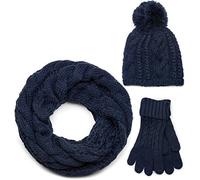 styleBREAKER Set 3 pezzi donna: sciarpa,Blu scuro/Loop/Sciarpa