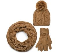 styleBREAKER Set 3 pezzi donna: sciarpa | Set 3 pezzi: sciarpa 185x35cm, berretto fino a 59cm, guanti elastici 16-21cm, invernale.