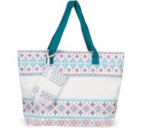 styleBREAKER Set borse mare donna motivo azteco,Petrolio-Bianco