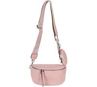 styleBREAKER Set di borse a tracolla a mezzaluna per donna 2 pezzi, con tracolla a motivo rombi zigzag 02012396, colore:Rosé