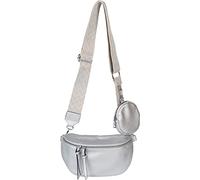 styleBREAKER Set di borse a tracolla a mezzaluna per donna 2 pezzi, con tracolla a motivo rombi zigzag 02012396, colore:Argento