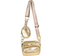 styleBREAKER Set di borse a tracolla da donna 2 pezzi, tracolla con motivo e borsa ovale, borsa a tracolla rettangolare monocolore 02012405, colore:Oro metallizzato