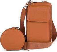 styleBREAKER Set di borse da donna 2 pezzi con tasca per cellulare e protezione RFID, borsa a tracolla, borsa per cellulare 02012385, colore:Cognac