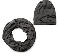 styleBREAKER set di scialle e berretto con visiera consumata «vintage», unisex 01018209, colore:Grigio scuro, dimensione:largo