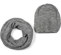 styleBREAKER Set di sciarpa a maglia unisex con cappello e sciarpa a cappello, Sciarpa a maglia liscia con cappello a maglia di berretto, inverno 01018214, colore:Grigio