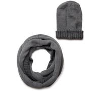 styleBREAKER Set di sciarpa e berretto 2 pezzi, sciarpa tubolare unisex in maglia con berretto in maglia 01018203, colore:Grigio