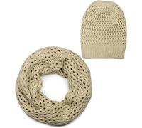 styleBREAKER set di sciarpa scaldacollo e berretto in maglia traforata, sciarpa e berretto in maglia, invernali, unisex 01018210, colore:Crema-Beige
