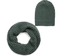 styleBREAKER set di sciarpa scaldacollo e berretto in maglia traforata, sciarpa e berretto in maglia, invernali, unisex 01018210, colore:Grigio scuro