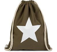 styleBREAKER Zaino a sacca con stampa a stelle 30x40cm,Oliva/Bianco