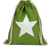 styleBREAKER Zaino a sacca con stampa a stelle 30x40cm,Verde/Bianco
