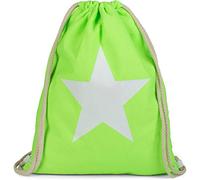 styleBREAKER Zaino a sacca con stampa a stelle 30x40cm,Verde neon/Bianco