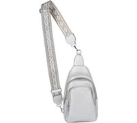 styleBREAKER Zaino monospalla da donna, tracolla a motivi geometrici, borsa a tracolla unicolore, zaino da città, borsa a tracolla 02012400, colore:Argento