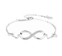 StyleJella Cavigliera da donna con ciondolo a forma di cuore e simbolo dell'infinito, con zirconia cubica, oro rosa, argento, oro, estiva, spiaggia, elegante, regalo per donne e mamme, 7, Ottone