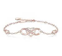 StyleJella Cavigliera da donna con ciondolo a forma di cuore e simbolo dell'infinito, con zirconia cubica, oro rosa, argento, oro, estiva, spiaggia, elegante, regalo per donne e mamme, 7, Ottone