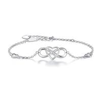 StyleJella Cavigliera da donna con ciondolo a forma di cuore e simbolo dell'infinito, con zirconia cubica, oro rosa, argento, oro, estiva, spiaggia, elegante, regalo per donne e mamme, 7, Ottone