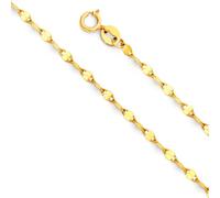 StyleJella Collana in oro e argento con chiusura a moschettone regolabile, perline geometriche in oro tagliate a diamante posizionate su una delicata catena a veneziana da 2 mm, catena rolò ovale