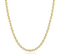StyleJella Collana in oro e argento con chiusura a moschettone regolabile, perline geometriche in oro tagliate a diamante posizionate su una delicata catena a veneziana da 2 mm, catena rolò ovale