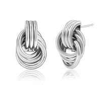 StyleJella Orecchini a perno placcati in argento dorato con nodo grosso geometrico a goccia pendenti intrecciati per le donne gioielli alla moda a cerchio, Acciaio inossidabile, Nessuna pietra