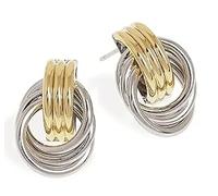 StyleJella Orecchini a perno placcati in argento dorato con nodo grosso geometrico a goccia pendenti intrecciati per le donne gioielli alla moda a cerchio, Acciaio inossidabile, Nessuna pietra