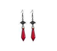 StyleJella Orecchini pendenti a forma di pipistrello nero con cristalli gotici da vampiro, per Halloween, cosplay, regalo di festa, Ottone, Nessuna pietra preziosa