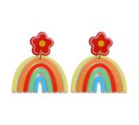 StyleJella Orecchini pendenti da donna con nappe a strati arcobaleno bohémien, alla moda, fatti a mano, leggeri, con frange, accessori da regalo, Acrilico, Nessuna pietra preziosa