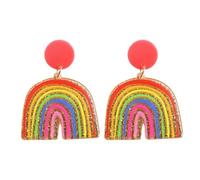 StyleJella Orecchini pendenti da donna con nappe a strati arcobaleno bohémien, alla moda, fatti a mano, leggeri, con frange, accessori da regalo, Acrilico, Nessuna pietra preziosa