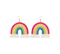 StyleJella Orecchini pendenti da donna con nappe a strati arcobaleno bohémien, alla moda, fatti a mano, leggeri, con frange, accessori da regalo, Poliestere, Nessuna pietra preziosa